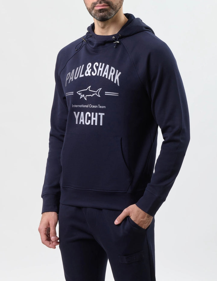 Paul & Shark Printed Logo XSoft Fleece Cotton Hoodie | Navy