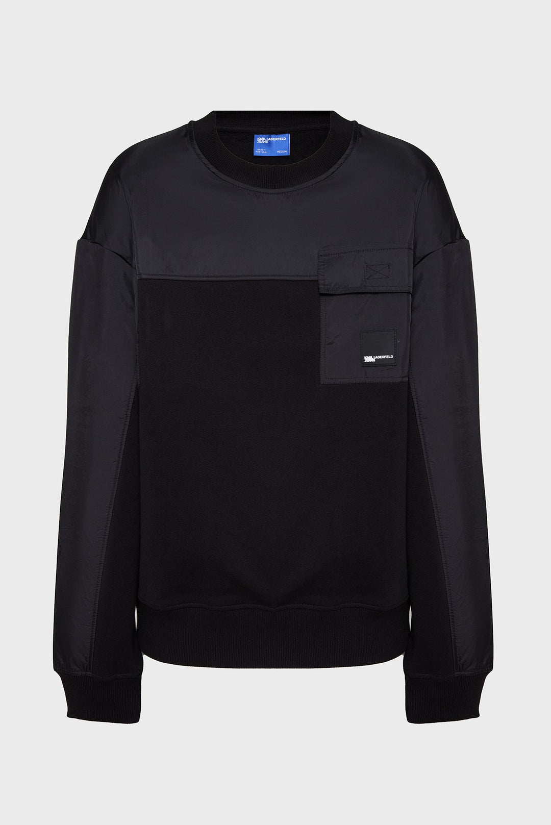 Karl Lagerfeld Men's Relaxed Mixed Sweatershirt | Black
