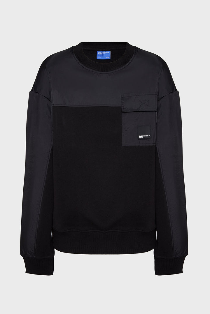 Karl Lagerfeld Men's Relaxed Mixed Sweatershirt | Black