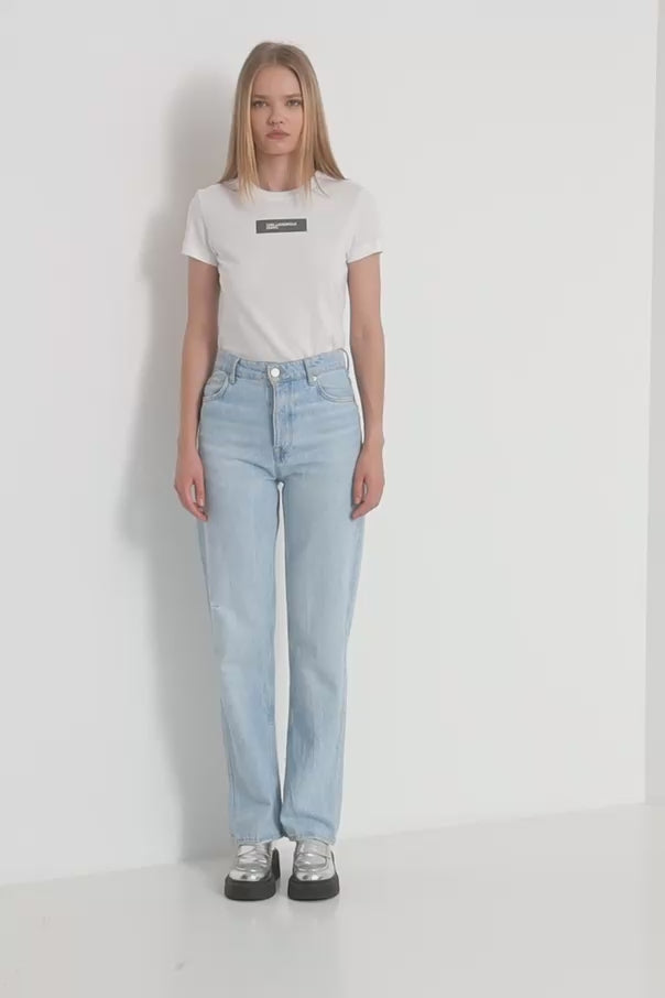 Karl Lagerfeld Women's Slim Reflective Logo T-shirt | White