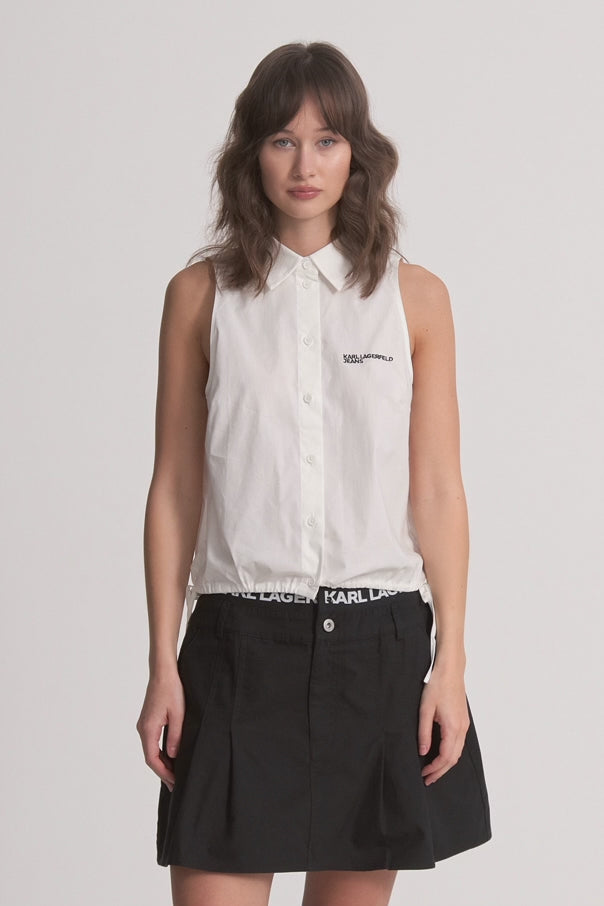 Karl Lagerfeld Sleeveless Blouse Shirt | White