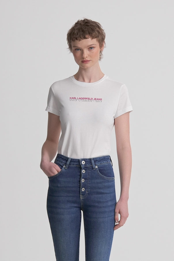 Karl Lagerfeld Slim Fit Reflection Women's T-shirt | White