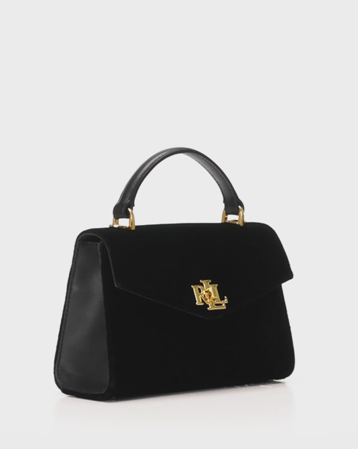 Lauren Ralph Lauren Velvet Small Farrah Satchel | Black
