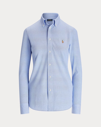 Ralph Lauren Slim Fit Knit Cotton Oxford Shirt | Harbor Blue