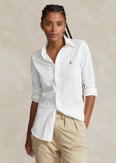 Ralph Lauren Slim Fit Knit Cotton Oxford Shirt | White