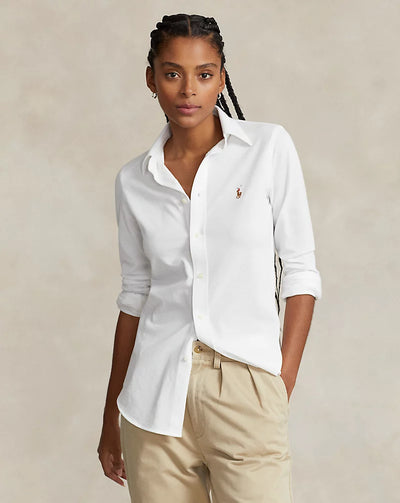 Ralph Lauren Slim Fit Knit Cotton Oxford Shirt | White