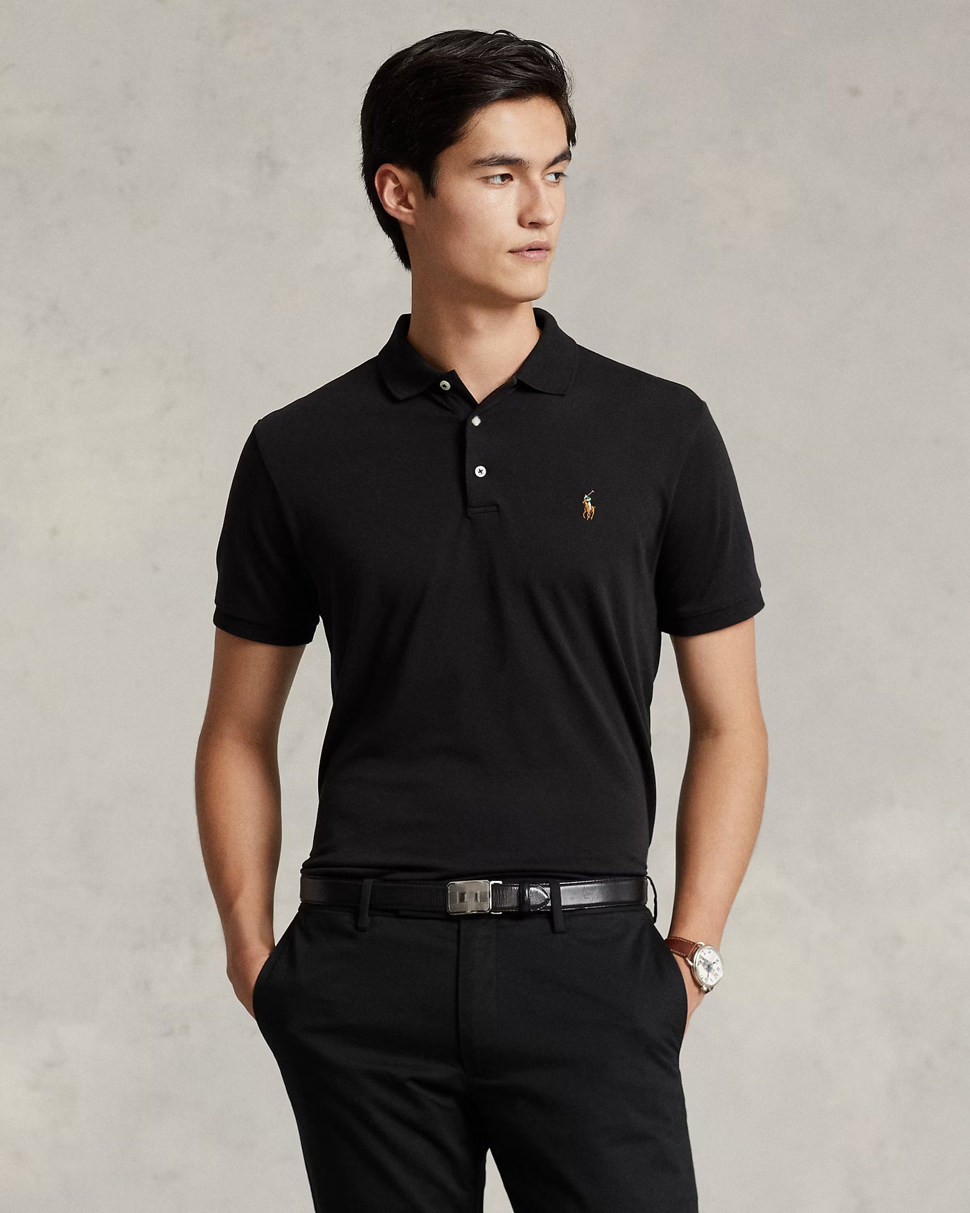 Ralph Lauren Custom Slim Fit Soft Cotton Polo Shirt | Black