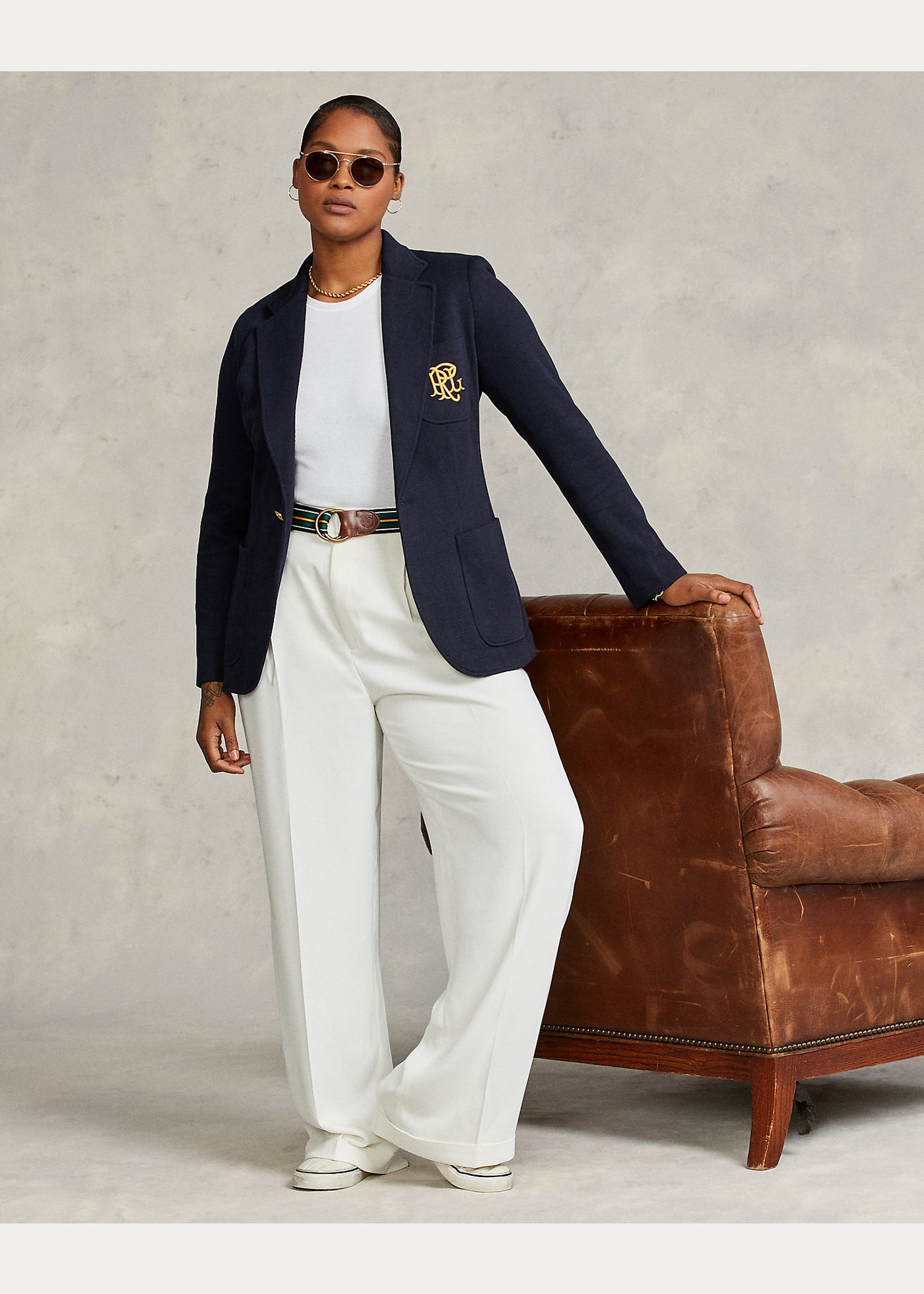 Ralph Lauren Double-Knit Jacquard Blazer | Navy