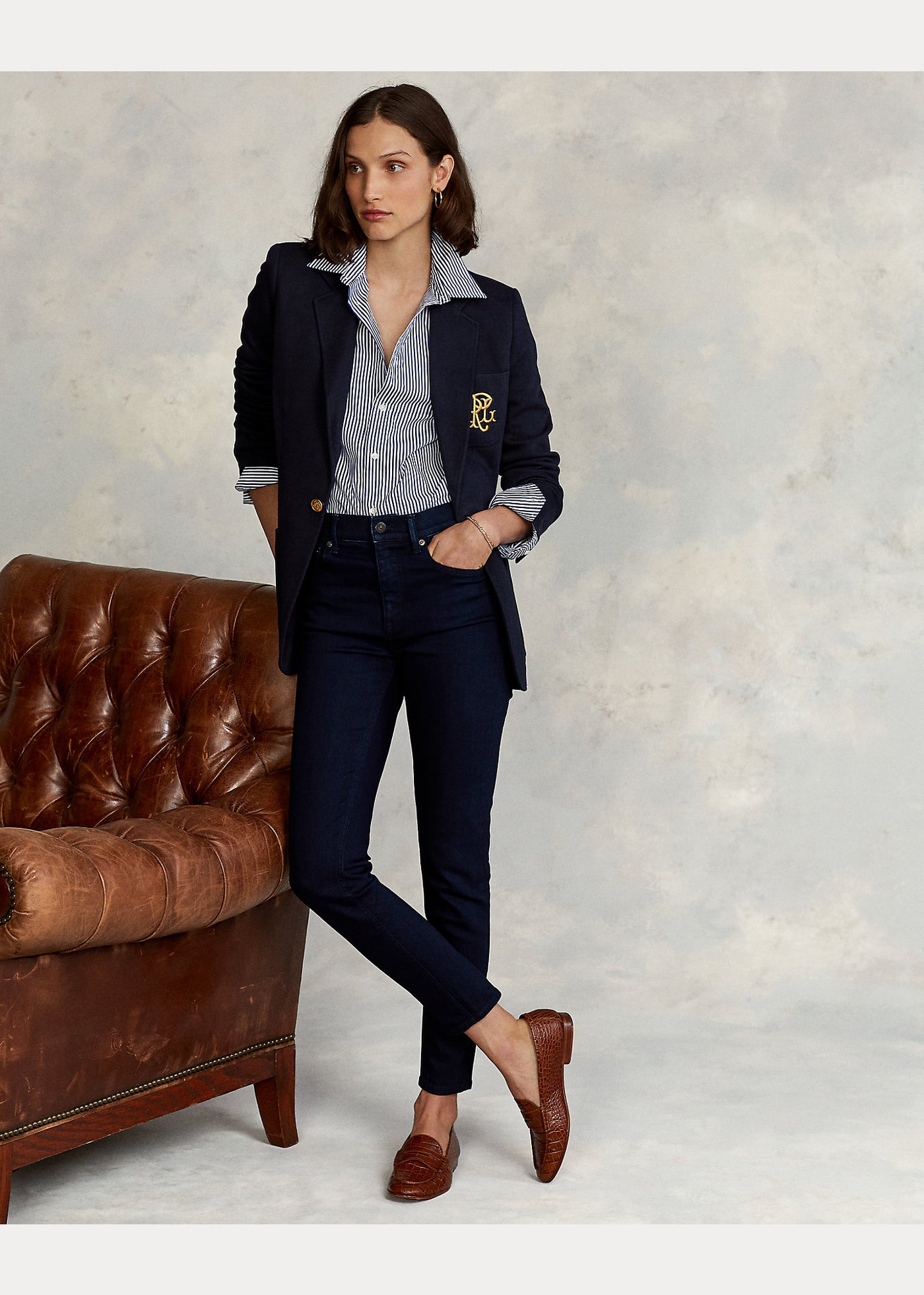 Ralph Lauren Double-Knit Jacquard Blazer | Navy