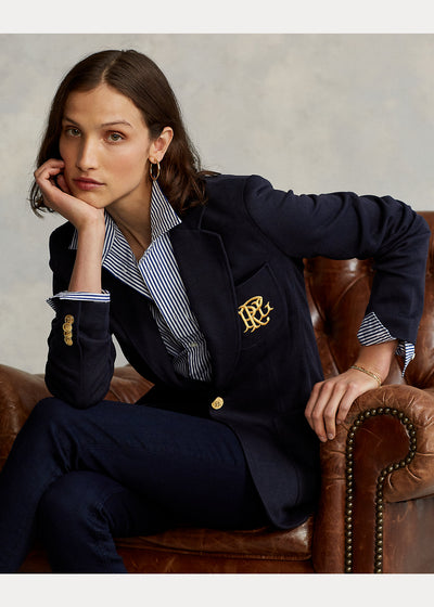 Ralph Lauren Double-Knit Jacquard Blazer | Navy