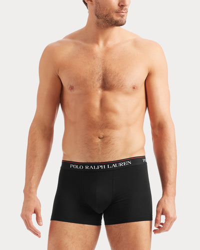 Ralph Lauren Classic Stretch-Cotton Trunk 3-Pack | Black/Stripes