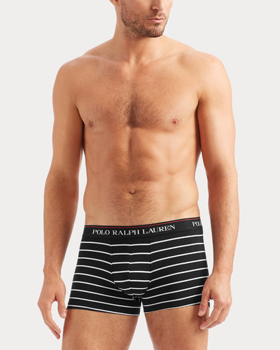 Ralph Lauren Classic Stretch-Cotton Trunk 3-Pack | Black/Stripes