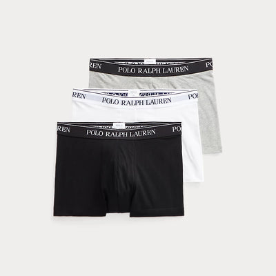 Ralph Lauren Stretch Cotton Boxer Shorts 3-Pack | Black/White/Grey