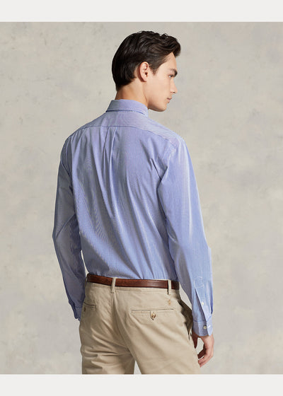 Ralph Lauren Custom Fit Striped Stretch Poplin Shirt | Blue/Hairline