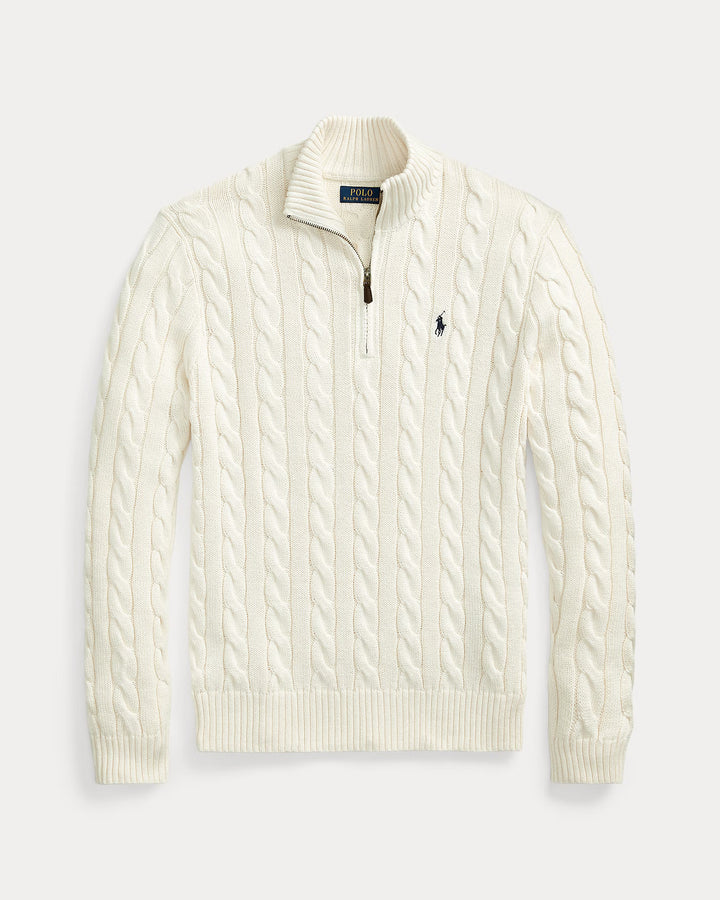 Ralph Lauren Cable-Knit Cotton Quarter-Zip Jumper | Cream