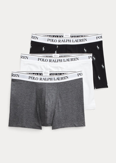 Ralph Lauren Classic Stretch-Cotton Trunk 3-Pack | Black/White/Charcoal