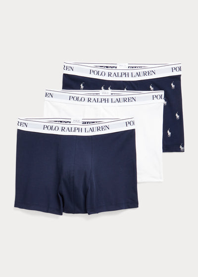 Ralph Lauren Classic Stretch-Cotton Trunk 3-Pack | Navy/White