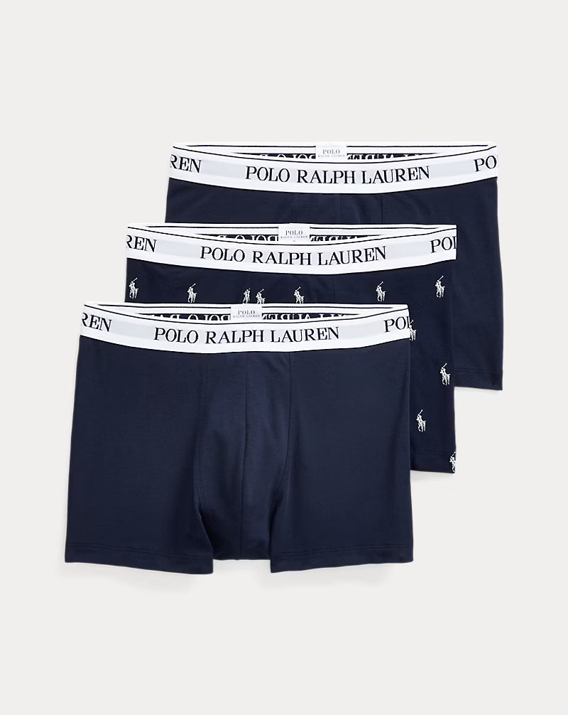 Ralph Lauren Classic Stretch Cotton Trunk 3-Pack | Navy/Pony