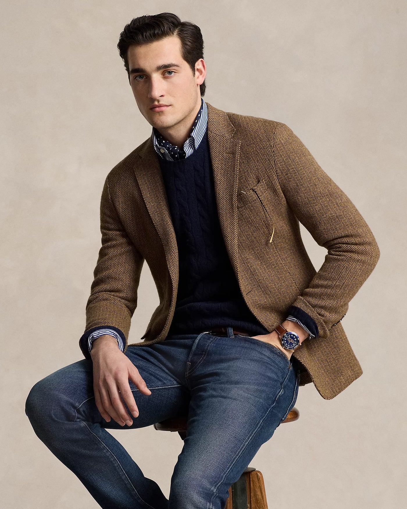 Ralph Lauren Cable-Knit Wool-Cashmere Jumper | Hunter Navy