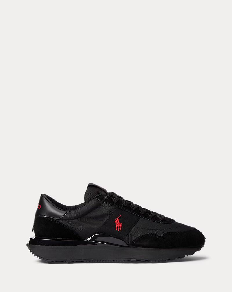 Ralph Lauren Train 89 Suede and Oxford Trainer | Black