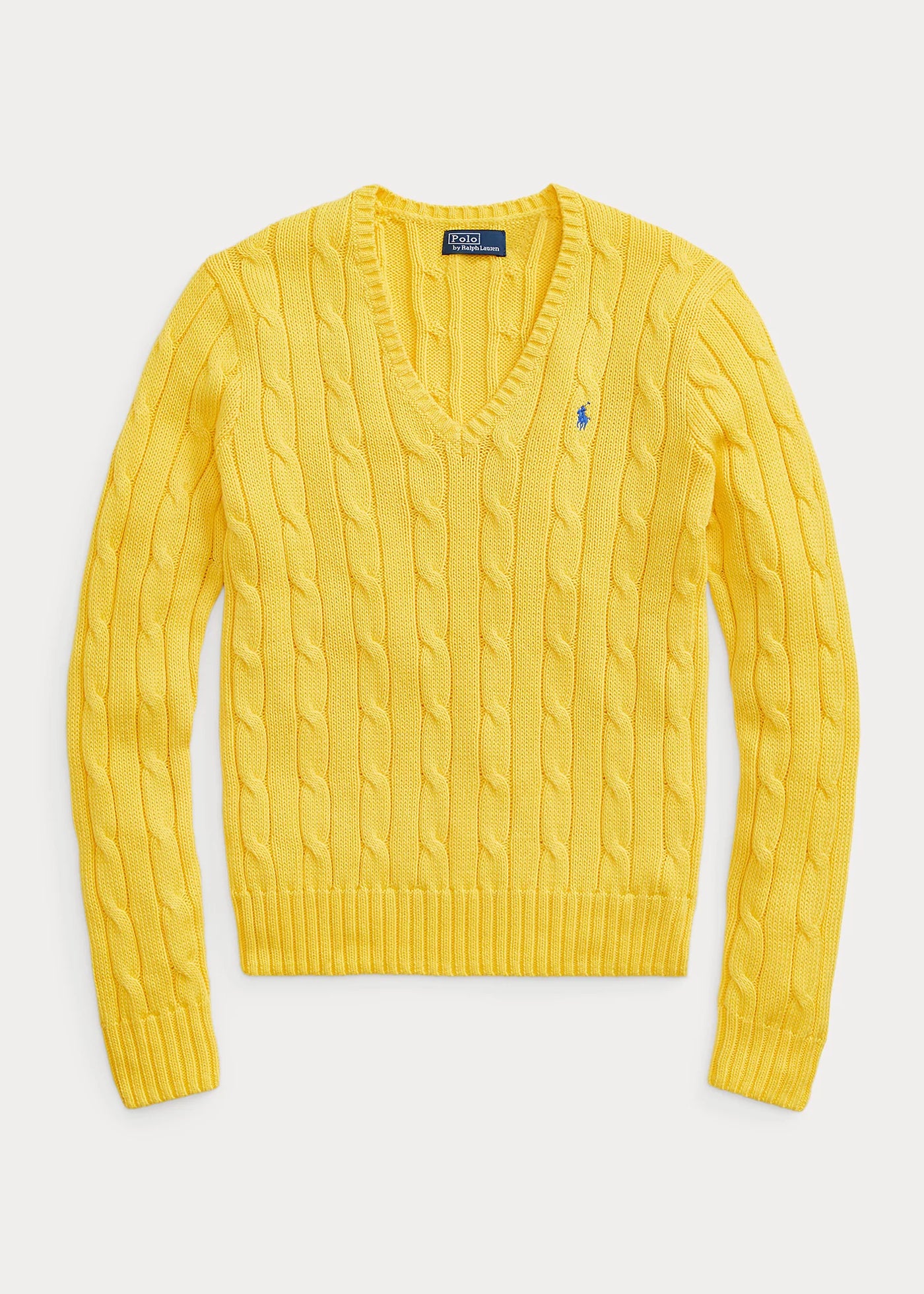 Ralph Lauren Cable-Knit Cotton V-Neck Jumper | Trainer Yellow