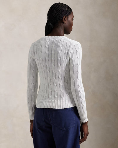 Ralph Lauren Cable-Knit Cotton V-Neck Jumper | White