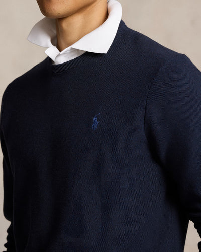 Ralph Lauren Textured Cotton Crewneck Jumper | Navy