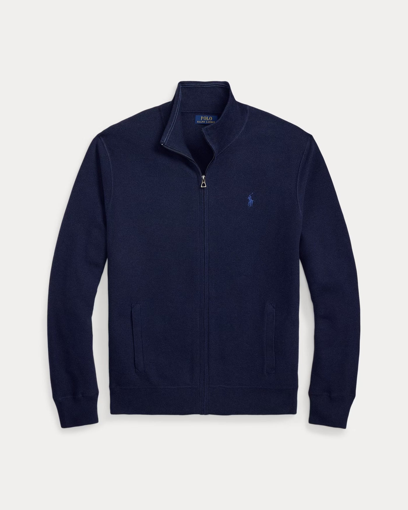 Ralph Lauren Mesh-Knit Cotton Full-Zip Jumper | Navy