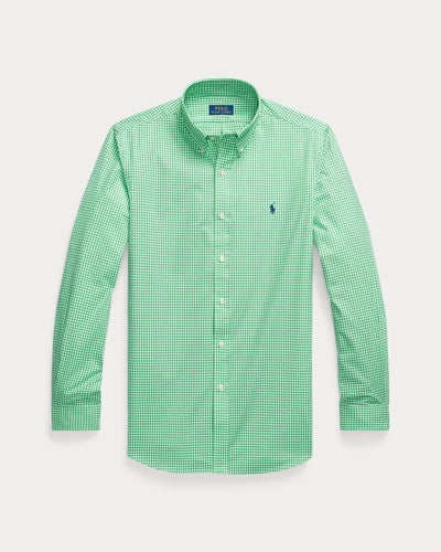 Ralph Lauren Custom Fit Gingham Stretch Poplin Shirt | Pine/White