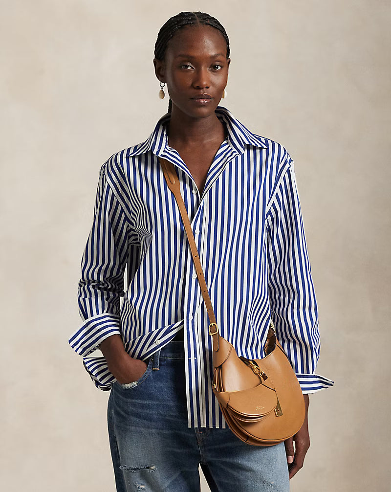 Ralph Lauren Oversize Fit Striped Cotton Shirt | Royal/White