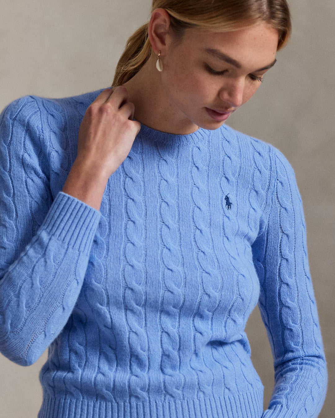 Ralph Lauren Cable Wool-Cashmere Crewneck Jumper | Litchfield Blue