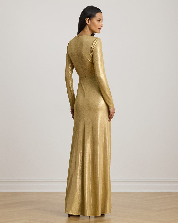 Lauren Ralph Lauren Metallic Jersey Twist-Front Gown | Relic Gold