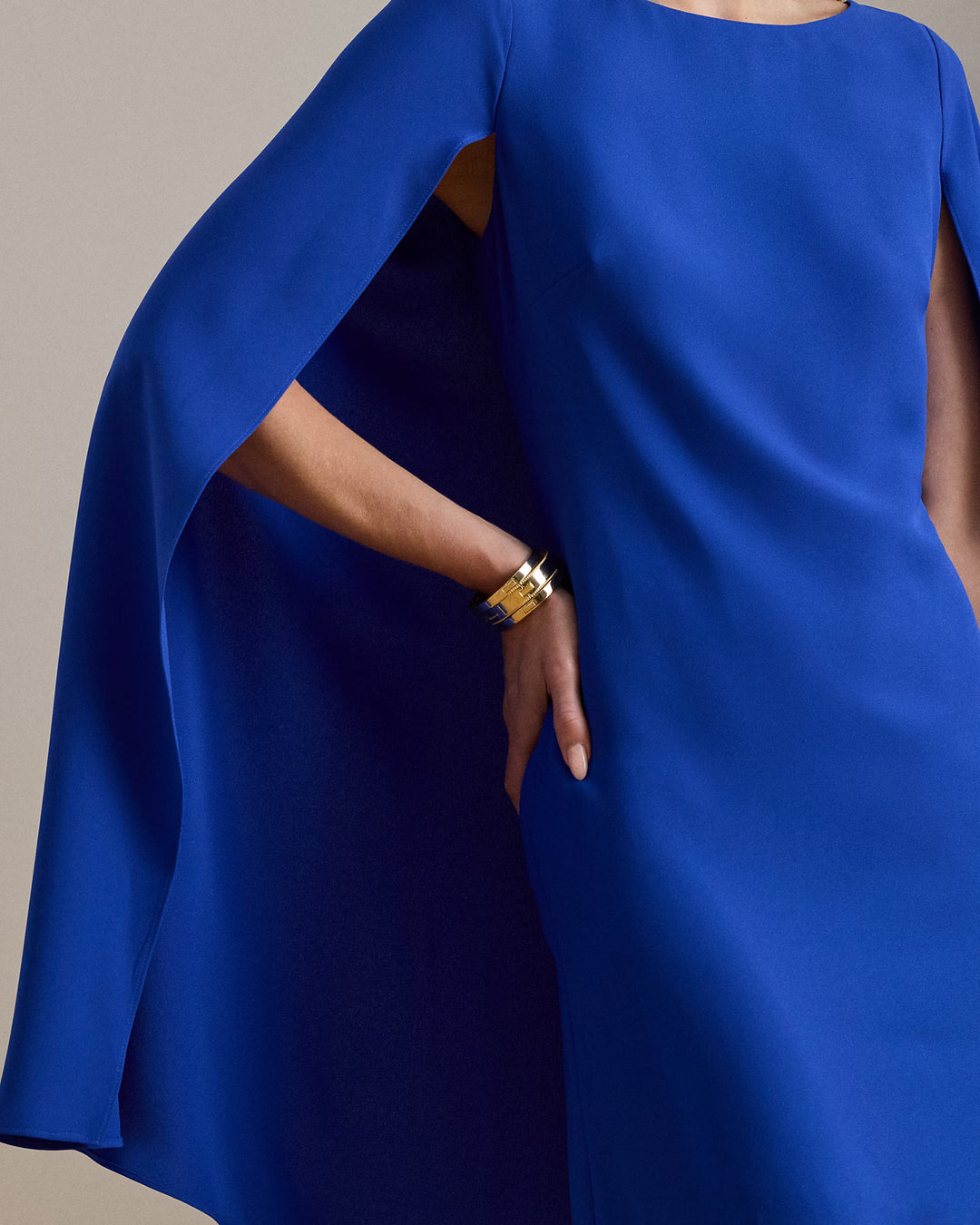 Lauren Ralph Lauren Cape Georgette Cocktail Dress | Cruise Royal