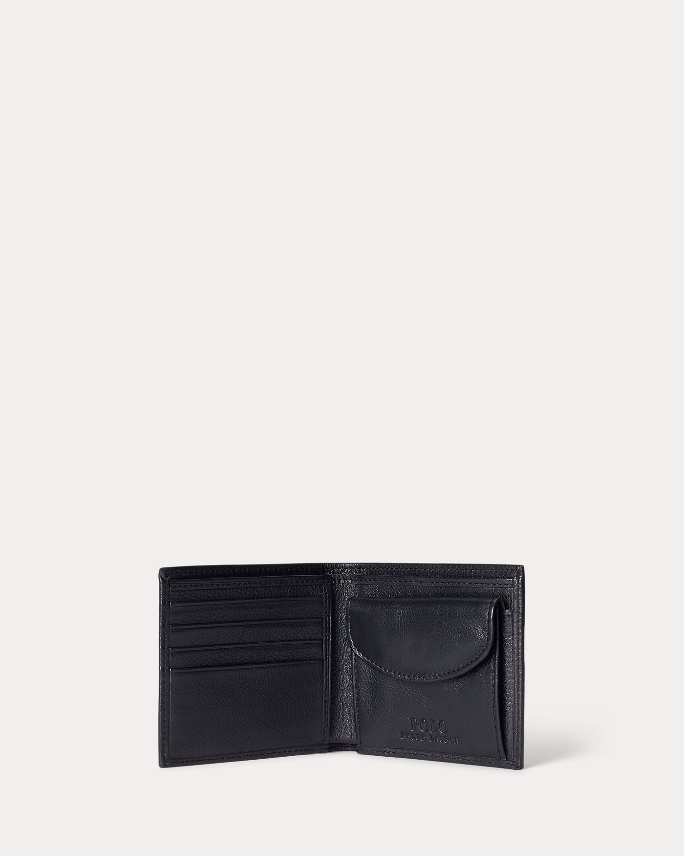 Ralph Lauren Pebbled Leather Billfold Coin Wallet | Black