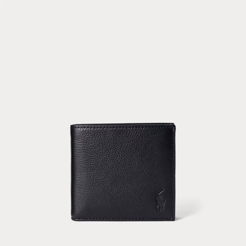 Ralph Lauren Pebbled Leather Billfold Coin Wallet | Black