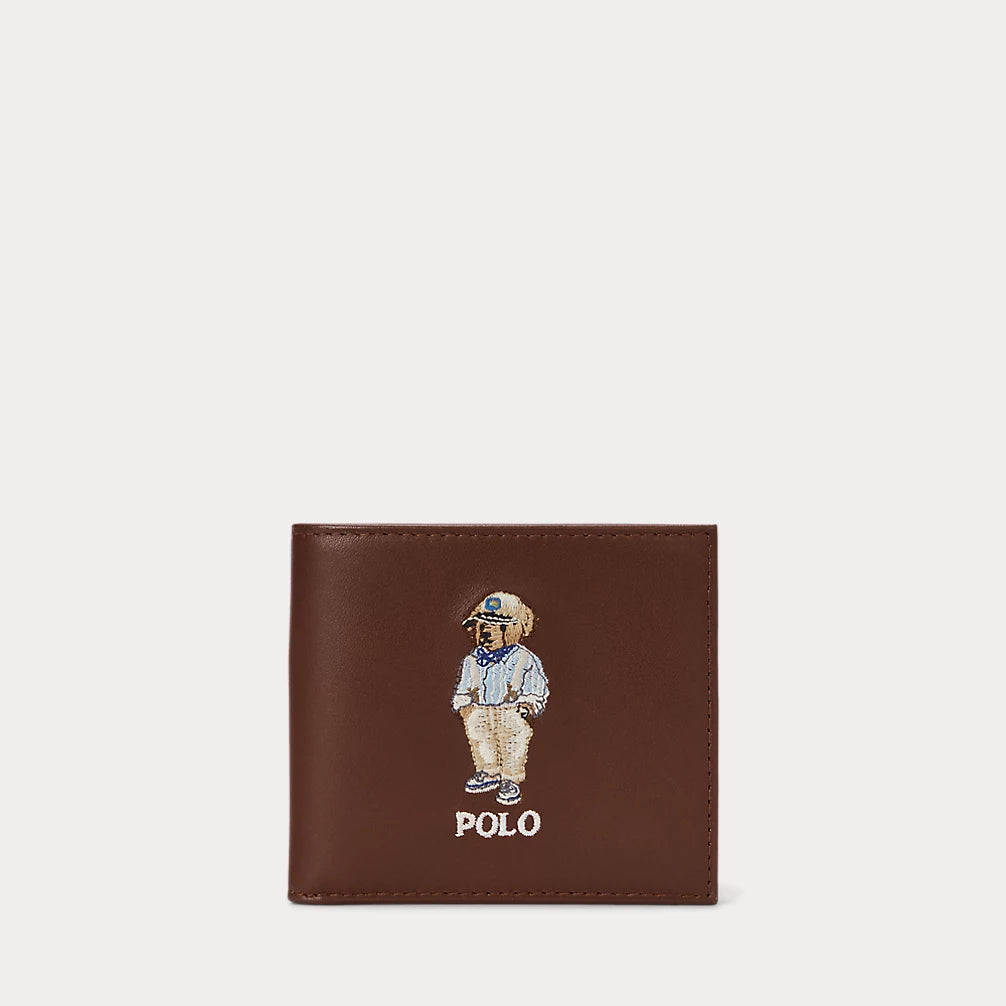 Ralph Lauren Polo Bear Leather Billfold Wallet | Chestnut Brown