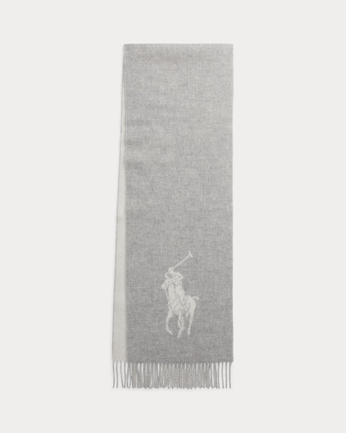 Ralph Lauren Big Pony Wool Scarf | Grey/Cream