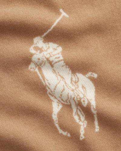 Ralph Lauren Big Pony Wool Scarf | Camel/Cream