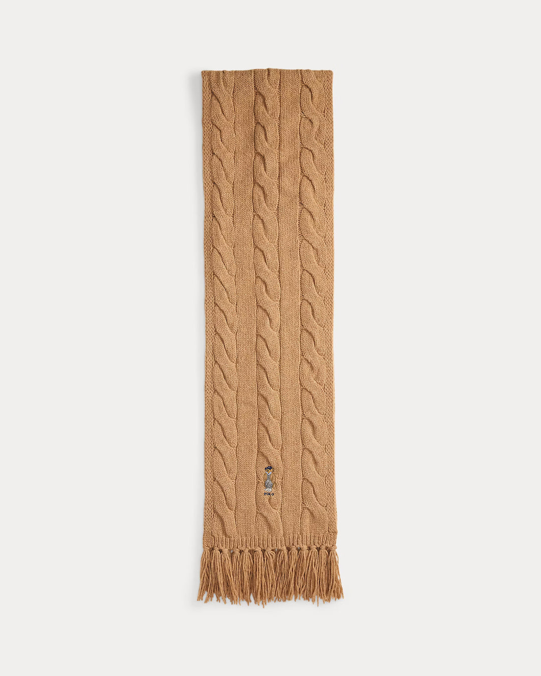 Ralph Lauren Polo Bear Cable-Knit Wool-Blend Scarf | Classic Camel