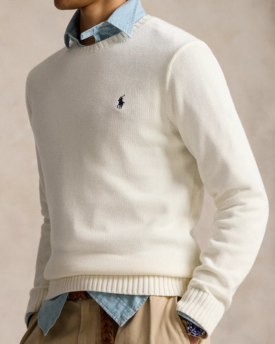 Ralph Lauren Cotton Crewneck Jumper | Deckwash White