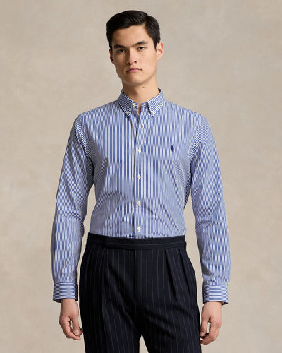 Ralph Lauren Custom Fit Stretch Poplin Shirt | Blue Bengal