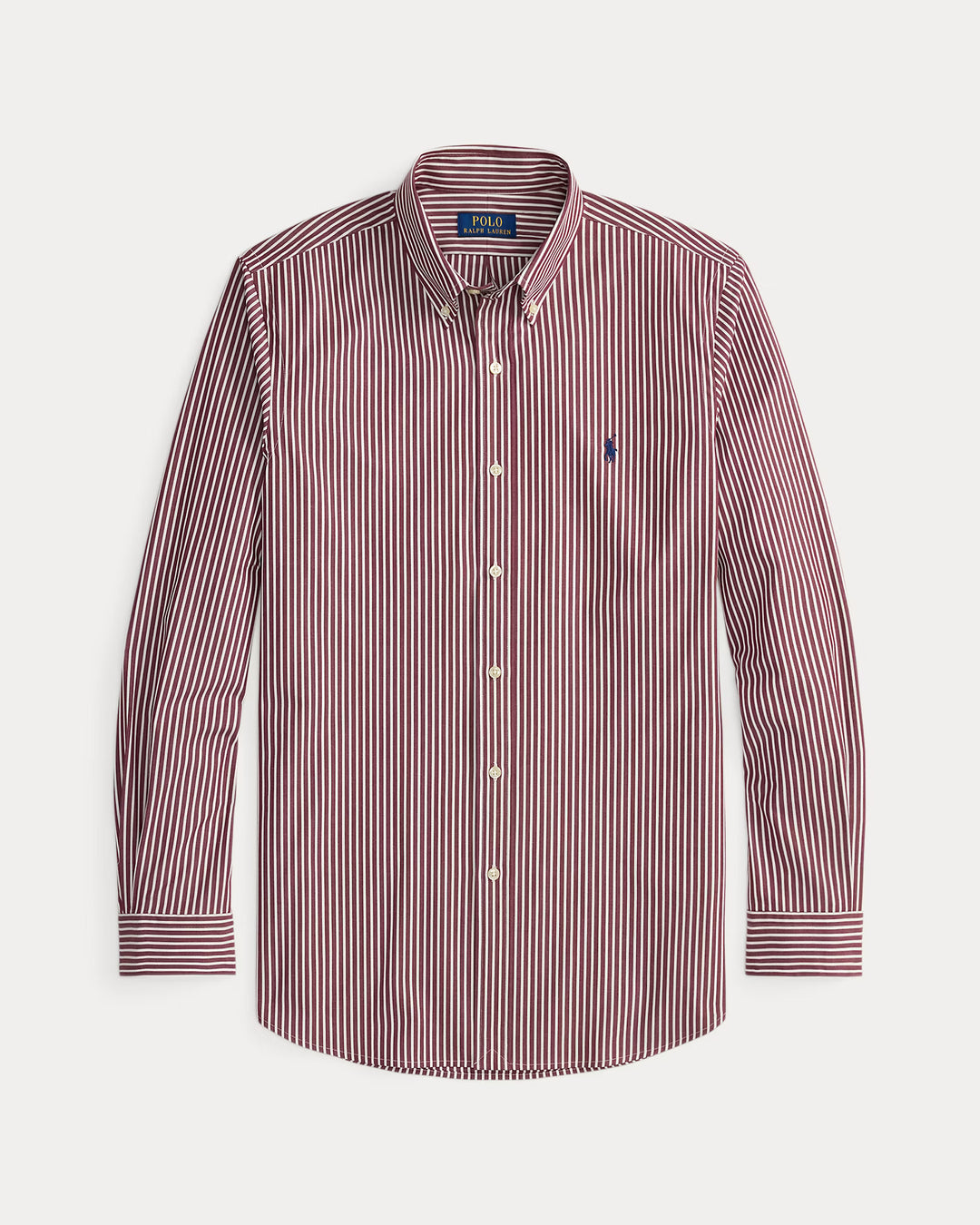 Ralph Lauren Custom Fit Striped Stretch Poplin Shirt | Wine/White