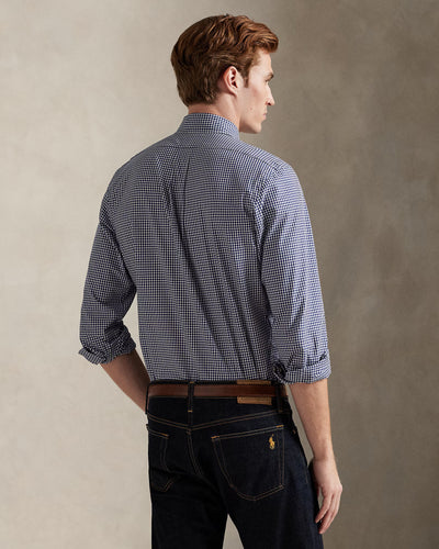 Ralph Lauren Custom Fit Gingham Stretch Poplin Shirt | Navy/White