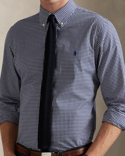 Ralph Lauren Custom Fit Gingham Stretch Poplin Shirt | Navy/White