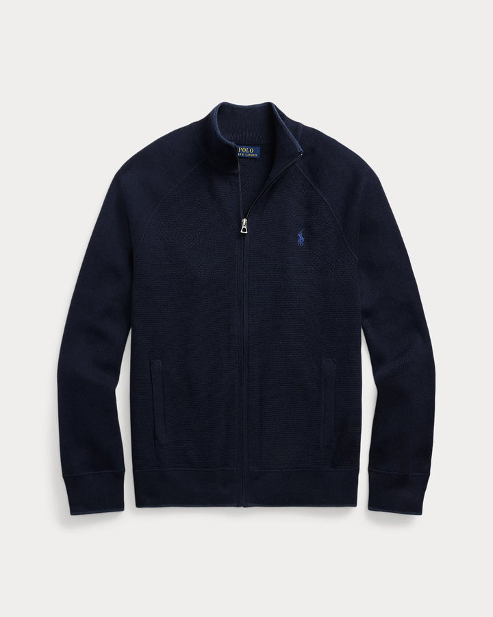 Ralph Lauren Textured Cotton Full-Zip Jumper | Navy