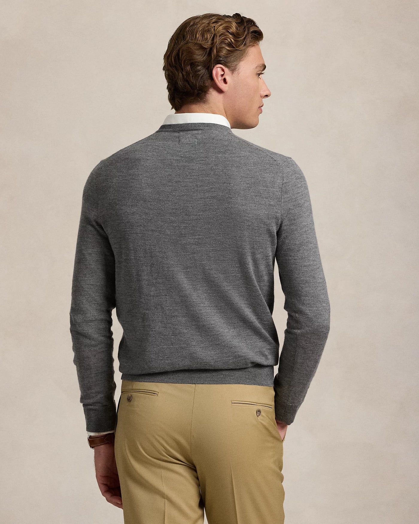 Ralph Lauren Slim Fit Washable Wool Crewneck Jumper | Grey