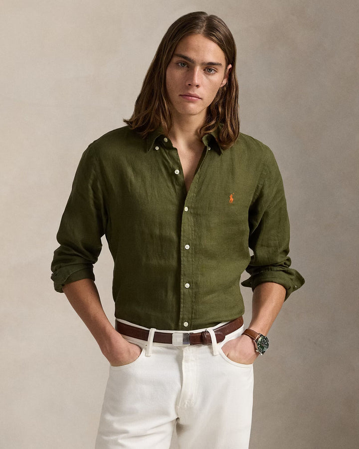 Ralph Lauren Custom Fit Linen Shirt | New Olive