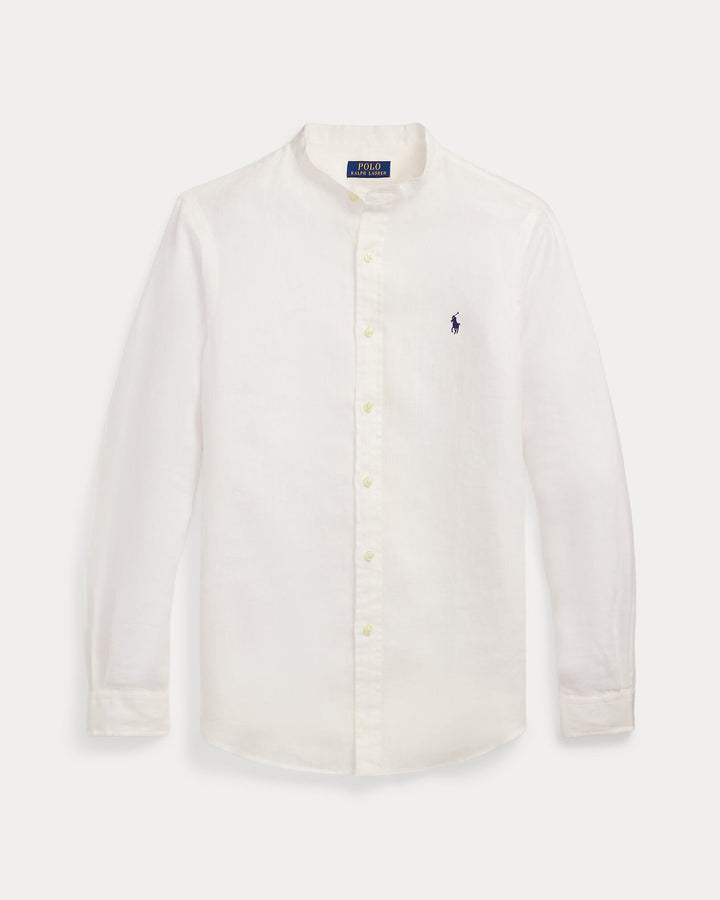 Ralph Lauren Slim Fit Linen Shirt Mandarin Collar | Ceramic White