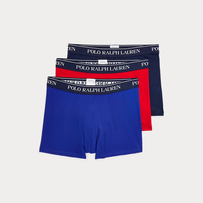 Ralph Lauren Classic Stretch-Cotton Trunk 3-Pack | Navy/Red/Blue