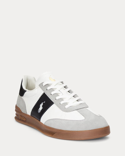 Ralph Lauren Heritage Aera Leather-Suede Trainer | White/Grey/Black